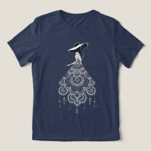 Vestido Mandala Boho Mulher Chapéu de Aba Larga Ar