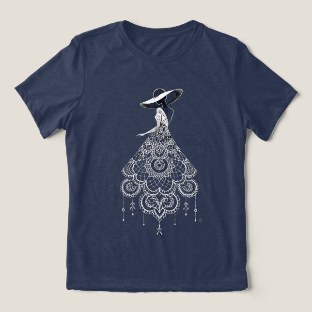 Vestido Mandala Boho Mulher Chapéu de Aba Larga Ar (Design frontal)
