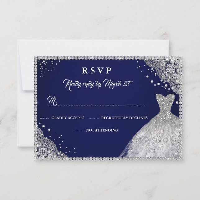 Vestido Navy Silver Diamond Sparkle RSVP (Frente)