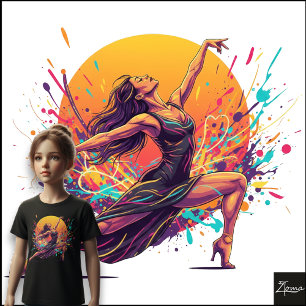 Vestido Neon Dançarina Dinâmica Arte Espalhada