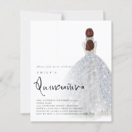 Vestido Prateado de Luxo Cabelo Castanho QR Quinze