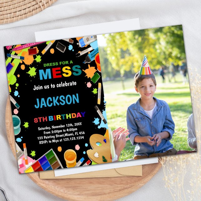 Vestido Preto Fotográfico Para Convites De Pintura (Photo Black Dress For Mess Paint Invitations)