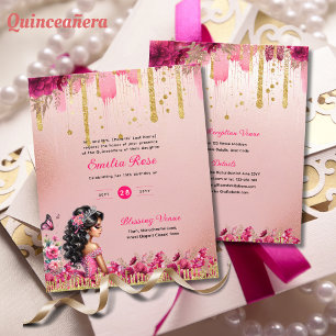 Vestido Rosa Dourado Rosa Quinceanera Flores Rosas