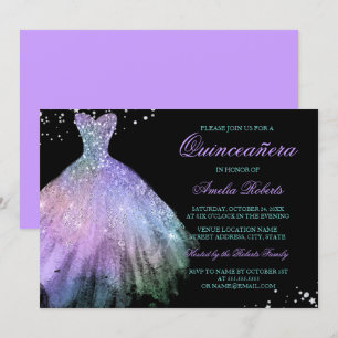 Vestido Roxo Teal Quinceanera Convite