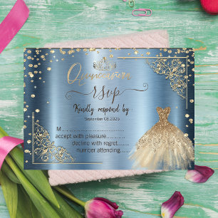 Vestido Tiara, Diamantes, RSVP Metálico Azul