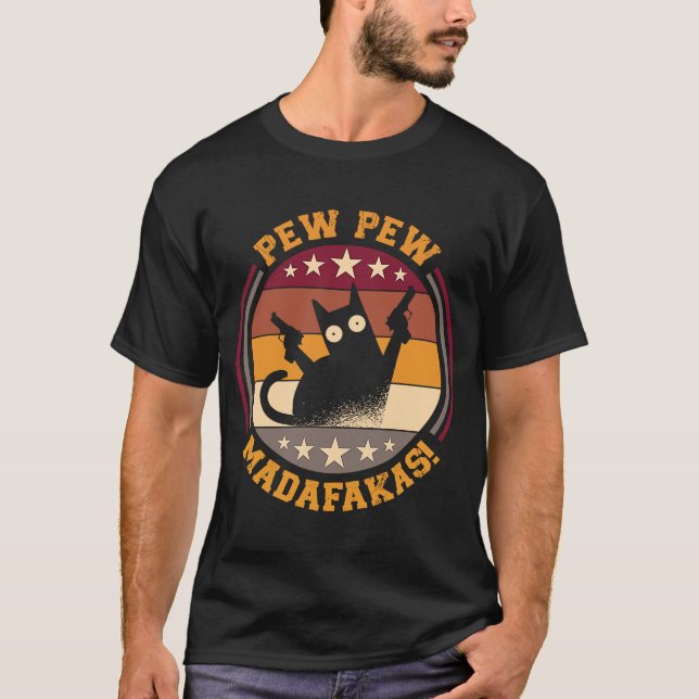 Vestidos de verão camisetas gatos pijamas Pew Mada (Frente)