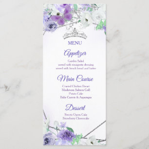 Vestidos Prateados e Roxos Cartão de Menu Quinceañ