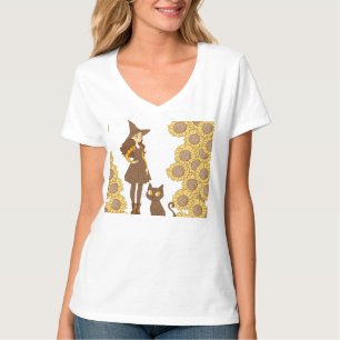 "Vestígio de bruxa e camiseta de gato-do-pescoço"