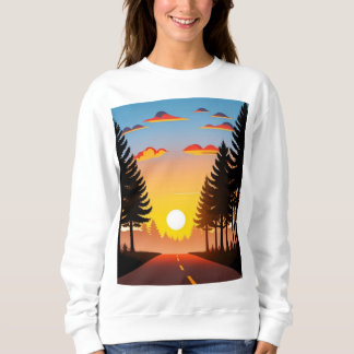 Vestuário para mulheres, camiseta Sunset Road Fore