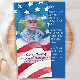 Veterano Memorial Funeral Prayer Bookmark US Flag