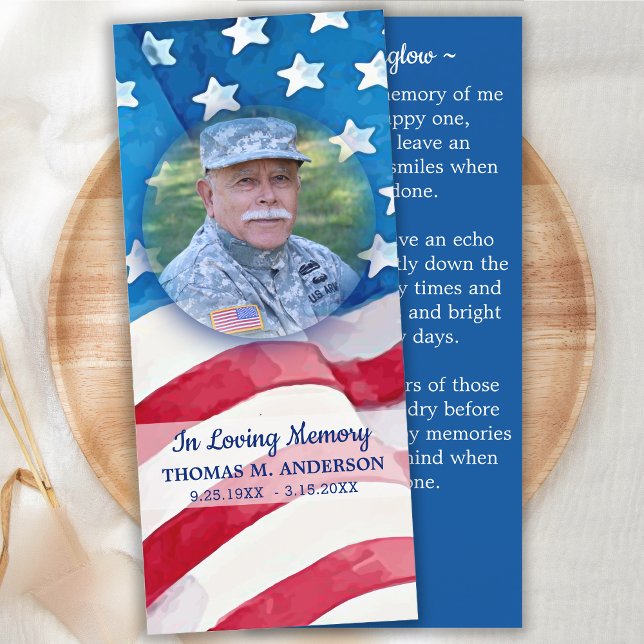 Veterano Memorial Funeral Prayer Bookmark US Flag (Criador carregado)