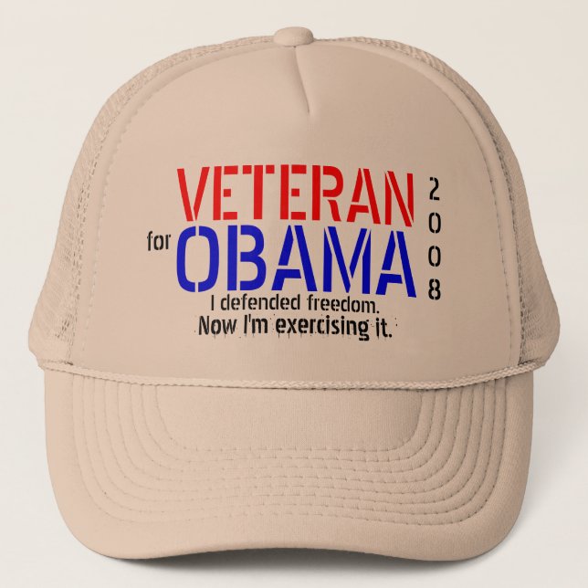 Veterano para Obama - boné de Poltical (Frente)