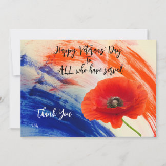 Veteranos Dia Flat Cartões de agradecimentos