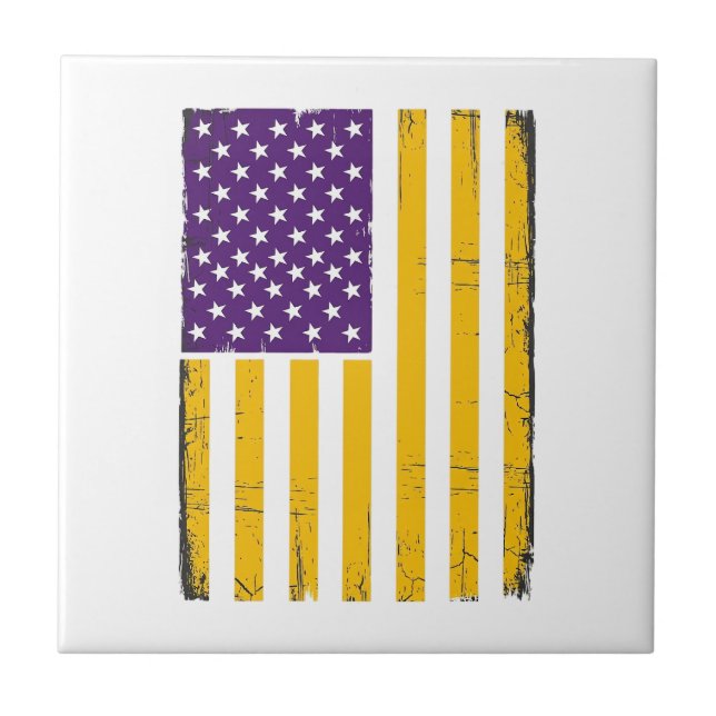 Vetor de bandeira americana roxa e dourada desgast (Frente)