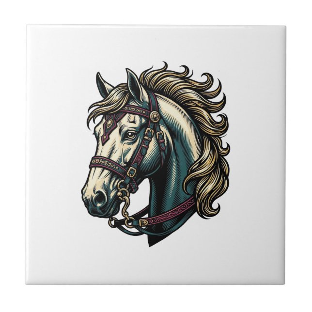 Vetor de Cabeça de Cavalo de Gravura Antiga (Frente)
