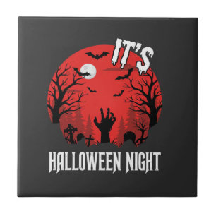 Vetor de Cemitério Assustador na Noite de Hallowee