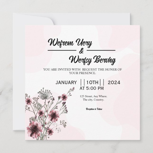 Vetor de convite para casamento Floral (Frente)