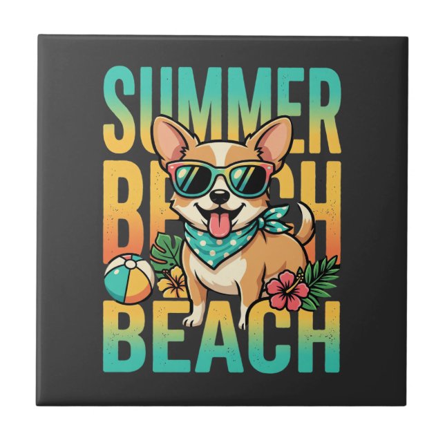Vetor de férias de cão de praia de verão (Frente)