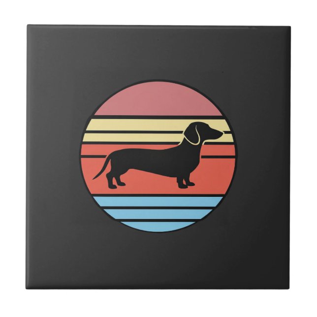 Vetor de pôr do sol de Dachshund retrô (Frente)
