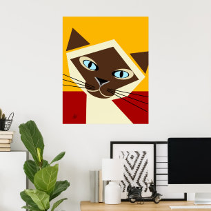 Vetor Siamese Cat Portrait Poster