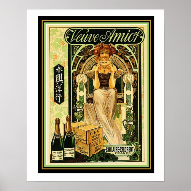 Veuve Amiot Art Deco Champagne Poster 16 x 20 (Frente)