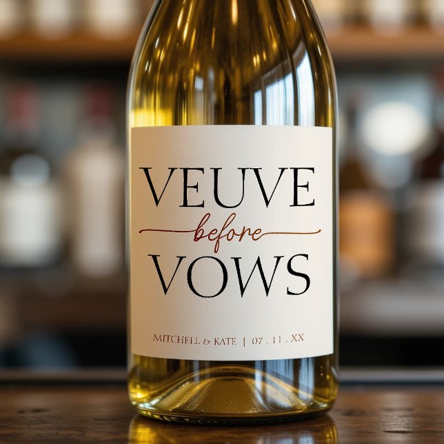 Veuve Antes de Vows Tan Brown Chá de panela (Veuve Before Vows Tan Brown Bridal Shower Sparkling Wine Label
)