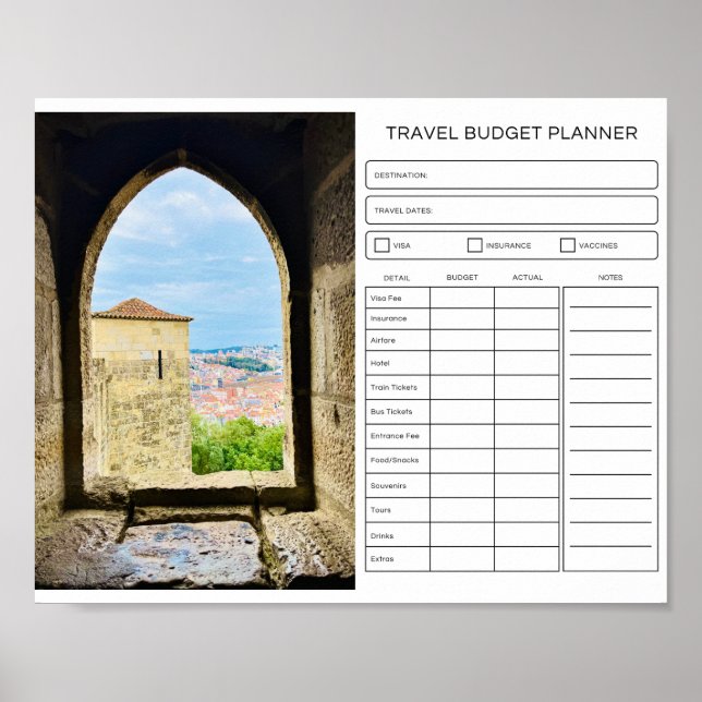 Viagem Budget Planner, Poster de Download Digital (Frente)