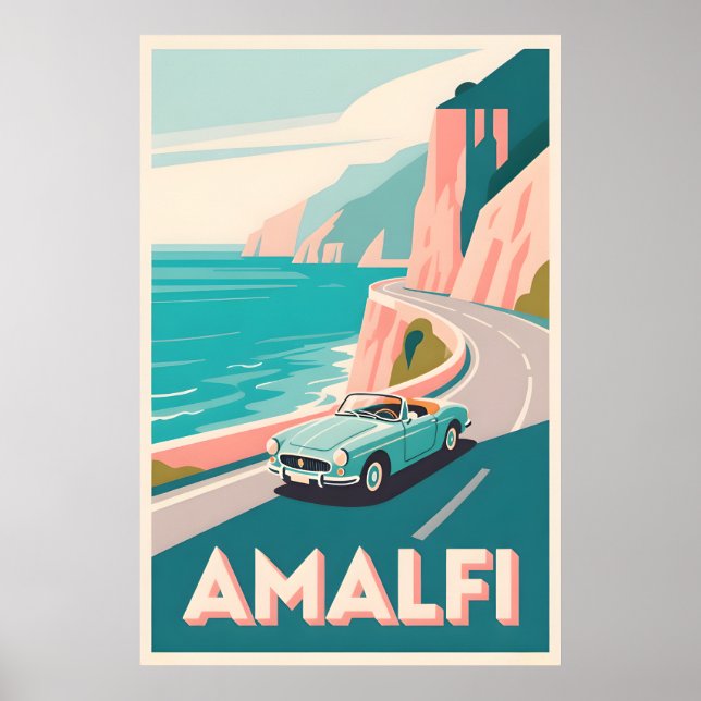 Viagem da Costa Amalfi: Poster de Arte de Vetor Pl (Frente)