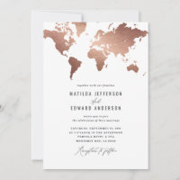 Viagem de casamento do mapa do mundo do rosa metál