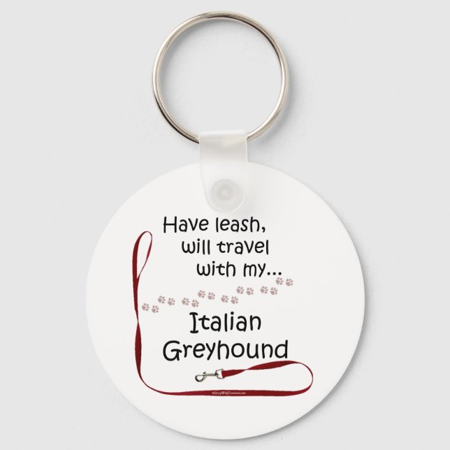 Viagem de Leash - Chaveiro - Italiano Greyhound (Frente)
