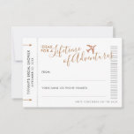 Viagem Idea Advice Card Chá de casamento Date Nigh<br><div class="desc">Cartões de aviso de bronze de cobre ou sépia de bronze para um Chá de panela de tema de Viagem ou casamento de destino Impresso em cartões de passagem de avião mini "cartão de embarque" para que os hóspedes possam escrever em ideias de viagem e viagem de férias ou ideias...</div>