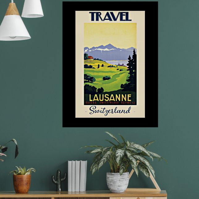 Viagem Lausanne, poster vintage Suiça. (Sala de Estar 1)