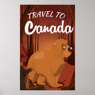 Viagem para o poster de desenho animado do Canadá