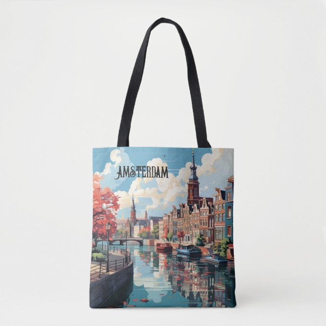 Viagem Tote Bag Amsterdã (Frente)