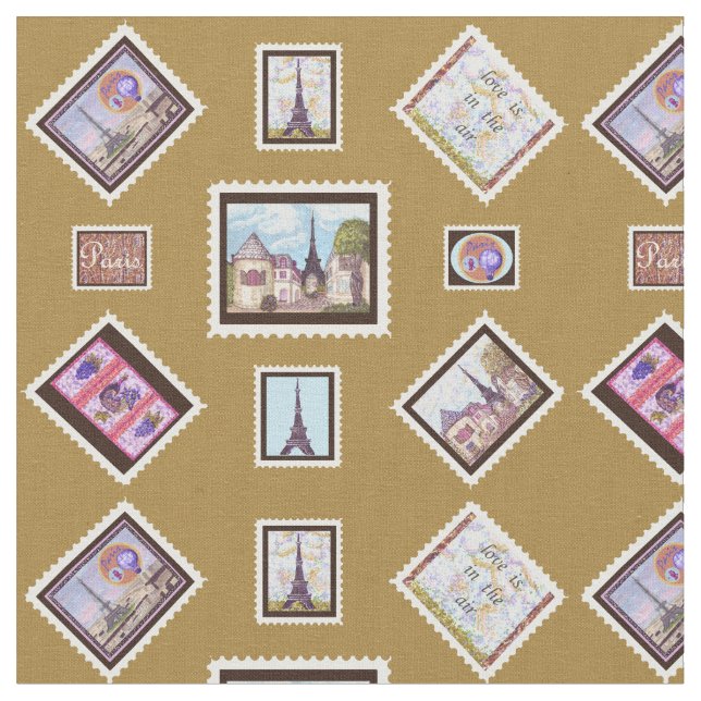 Viagem Trunk Paris Eiffel Postage tecido (Detalhe)