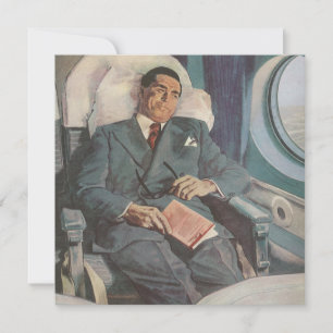 Viagens de negócios vintage, lendo no avião