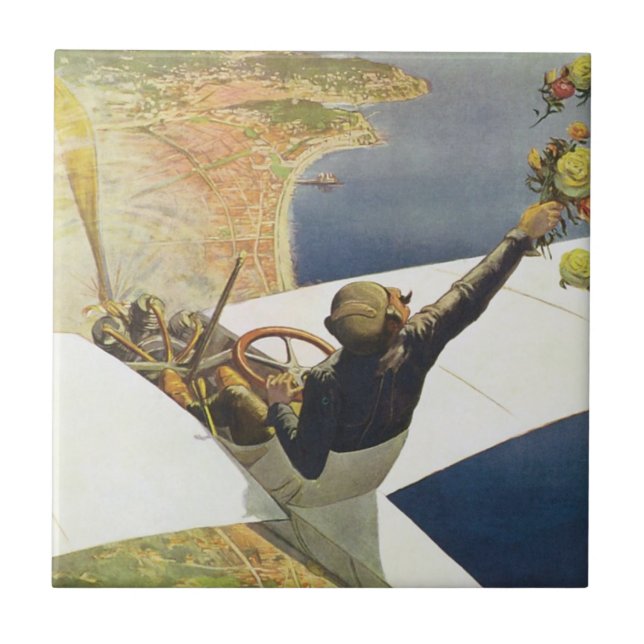 Viagens vintage, avião sobre Nice França (Frente)