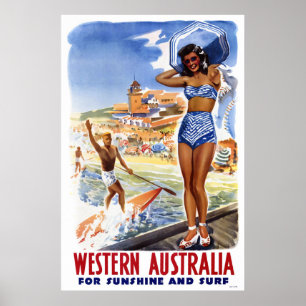 Viagens vintage da Austrália - Poster restaurado