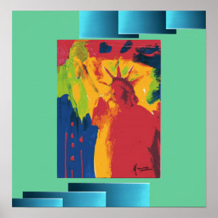 viagens vintage da estátua poster da Liberdade im