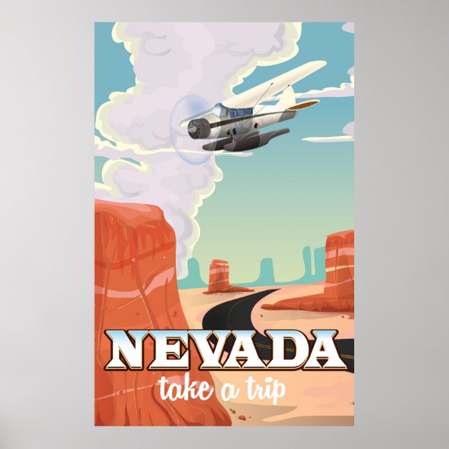 Viagens vintage da poster do estado de Nevada (Frente)