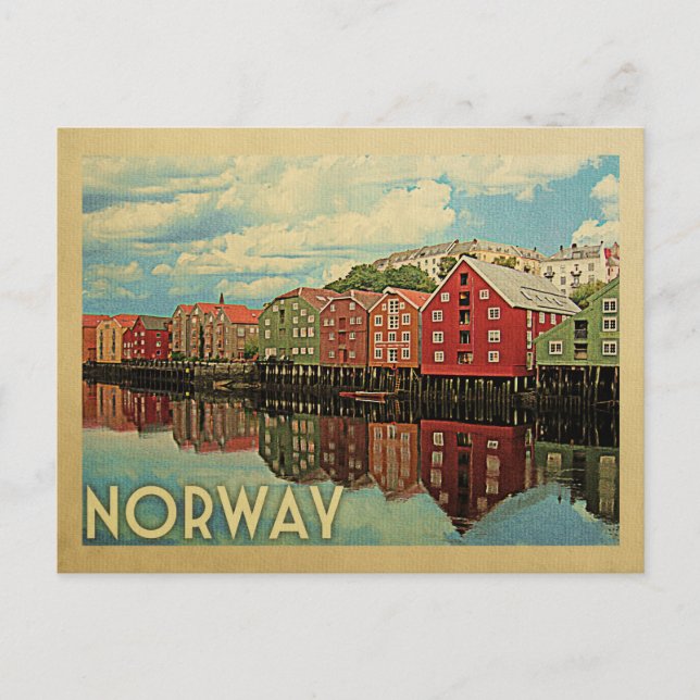 Viagens vintage de Cartão Postal da Noruega (Frente)