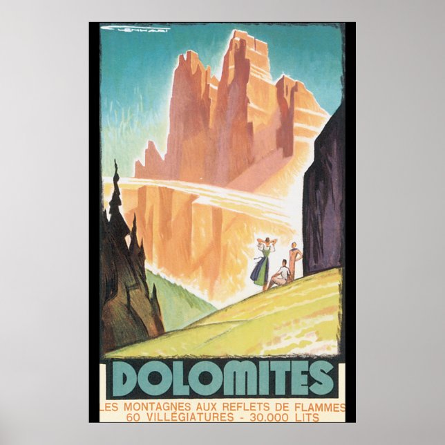 Viagens vintage de Poster de Dolomites (Frente)