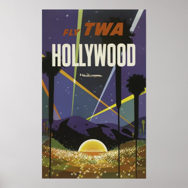 Viagens vintage de Poster - Estados Unidos Hollywo (Frente)