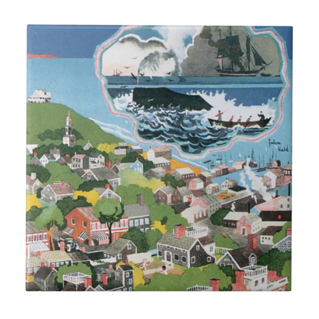 Viagens vintage de Poster, Mapa de Nantucket Islan (Frente)