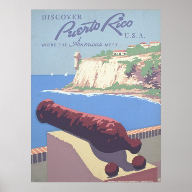 Viagens vintage de Poster promovendo Porto Rico (Frente)