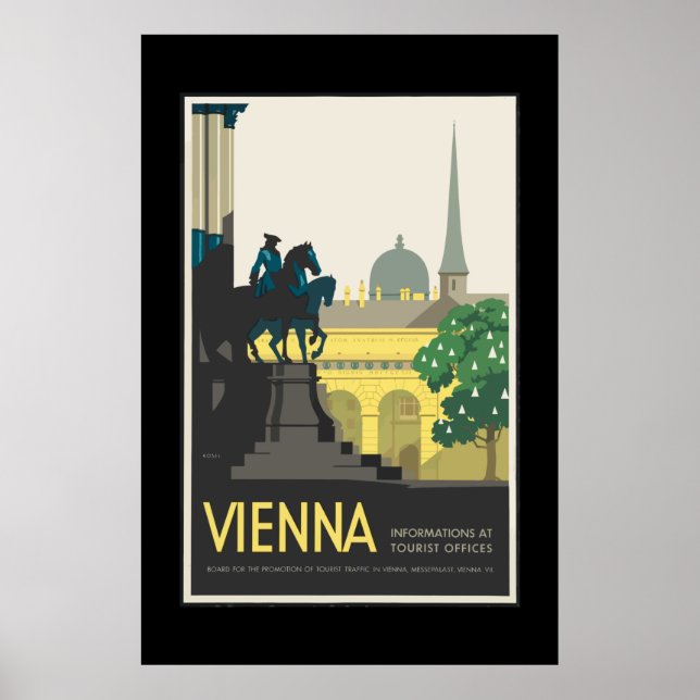 Viagens vintage de Poster Viena Áustria Pintura (Frente)