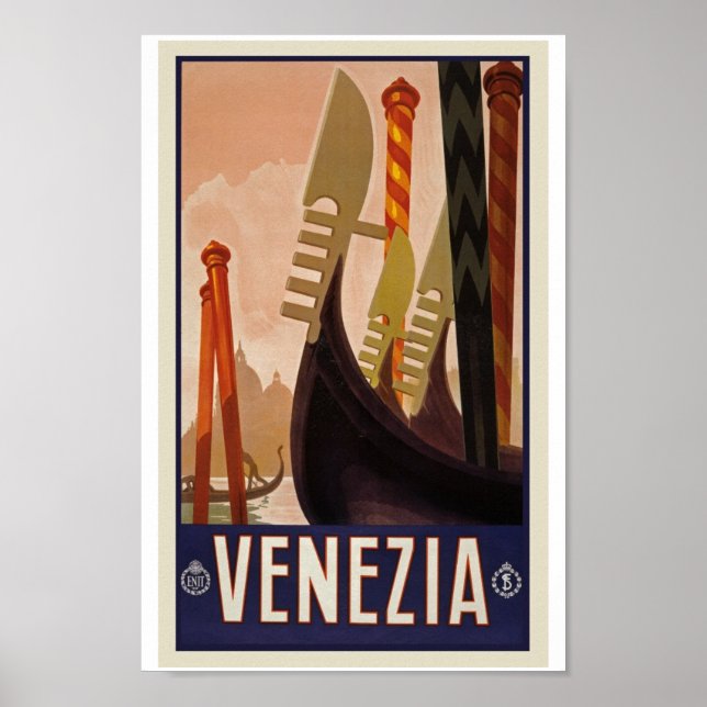 Viagens vintage de Poster - Visita Veneza (Frente)