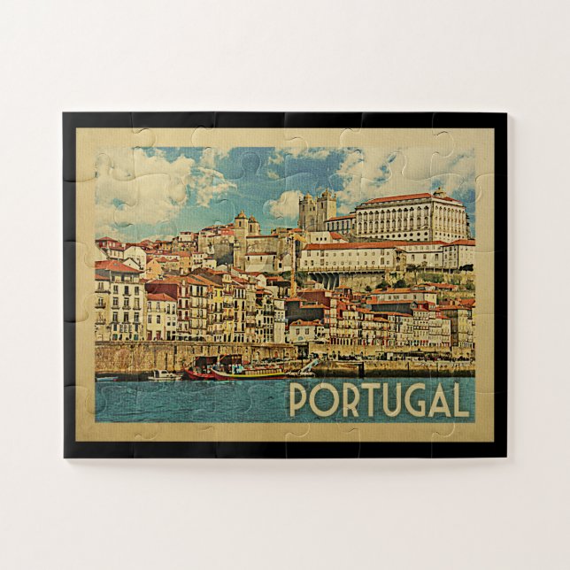 Viagens vintage de Quebra-cabeça de Portugal (Horizontal)
