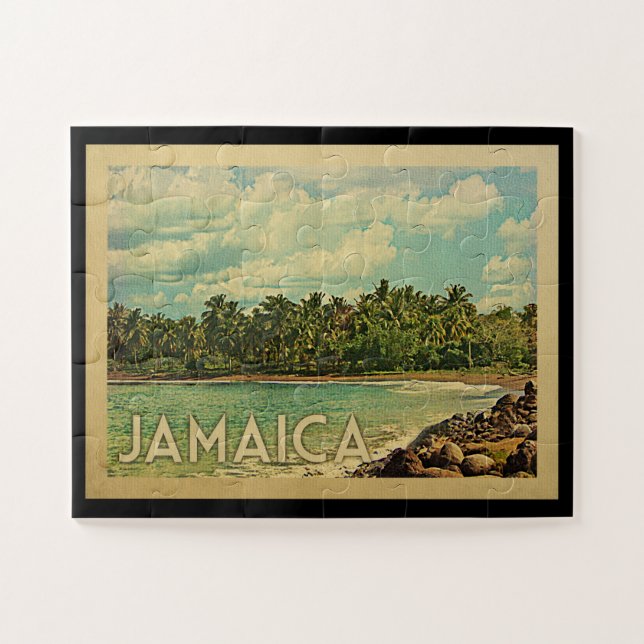 Viagens vintage de Quebra-cabeça Jamaica Jigsen (Horizontal)