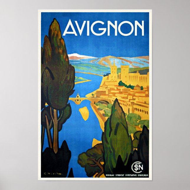 Viagens vintage Poster de Avignon França (Frente)